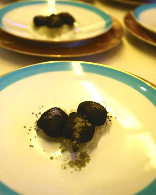 Handmade chocolate truffles served as petit fours aboard a luxury yacht
