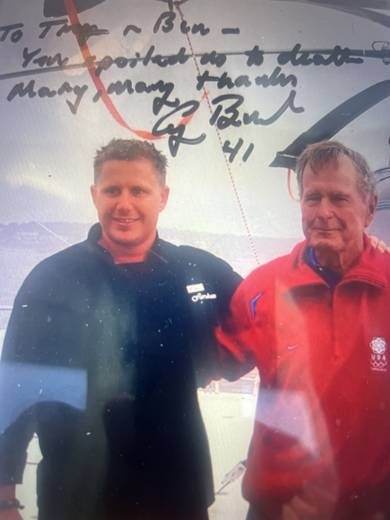 Troy Davidson with President George H.W. Bush — signed photograph